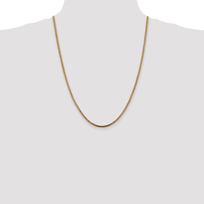 14K Yellow Gold 24 Inch 2.5mm Franco With Lobster Clasp Chain Necklace