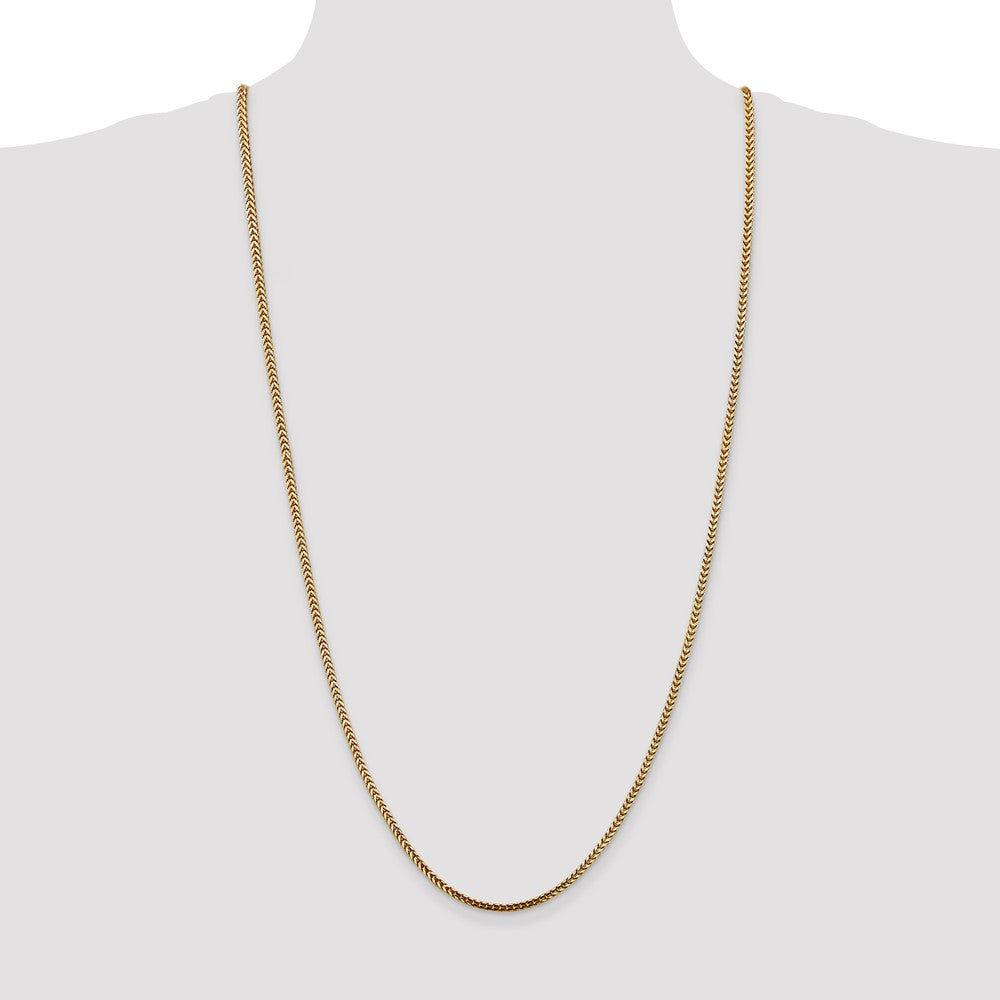 14K Yellow Gold 30 Inch 2.5mm Franco With Lobster Clasp Chain Necklace