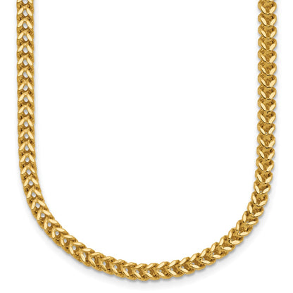 14K Yellow Gold 22 Inch 2.5mm Franco With Lobster Clasp Chain Necklace