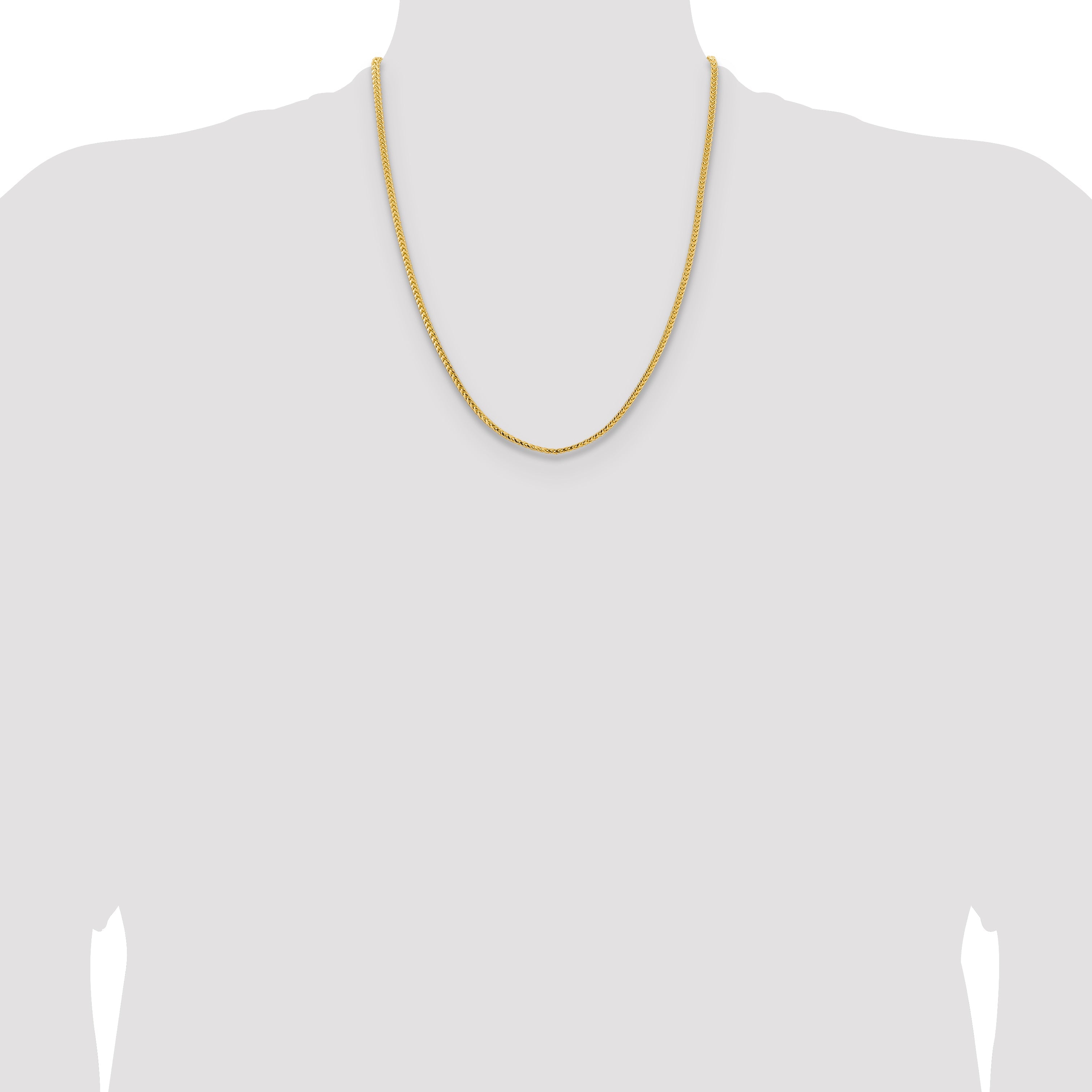 14K Yellow Gold 22 Inch 3mm Franco With Fancy Lobster Clasp Chain Necklace