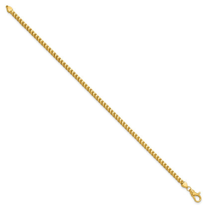 14K Yellow Gold 9 Inch 3mm Franco With Fancy Lobster Clasp Chain Bracelet