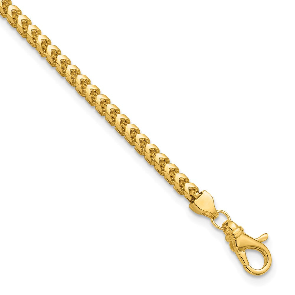 14K Yellow Gold 9 Inch 3mm Franco With Fancy Lobster Clasp Chain Bracelet