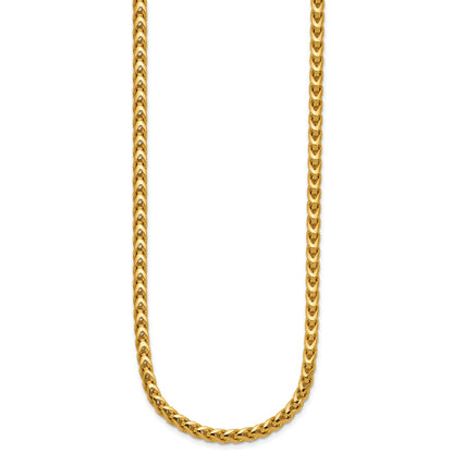 14K Yellow Gold 22 Inch 3.7mm Franco With Fancy Lobster Clasp Chain Necklace