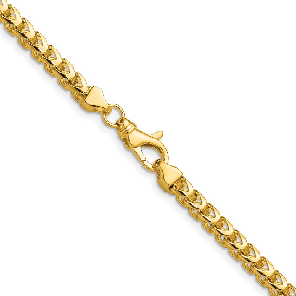 14K Yellow Gold 22 Inch 3.7mm Franco With Fancy Lobster Clasp Chain Necklace