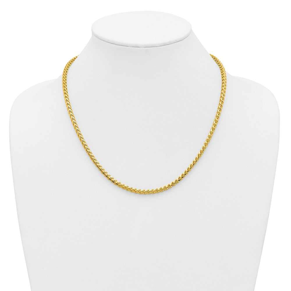 14K Yellow Gold 20 Inch 3.7mm Franco With Fancy Lobster Clasp Chain Necklace