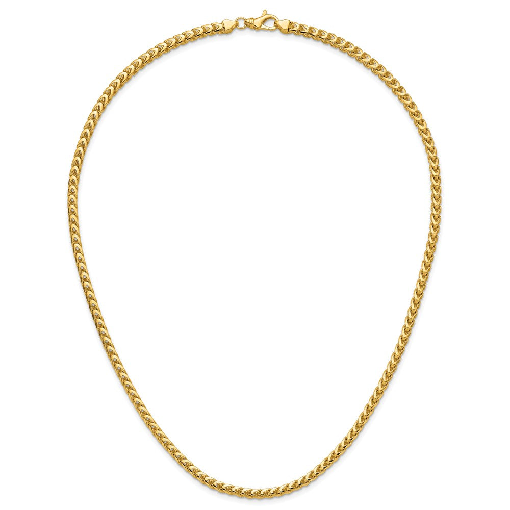 14K Yellow Gold 20 Inch 3.7mm Franco With Fancy Lobster Clasp Chain Necklace