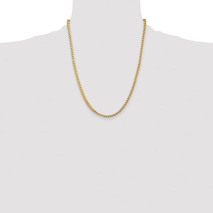 14K Yellow Gold 22 Inch 3.7mm Franco With Fancy Lobster Clasp Chain Necklace