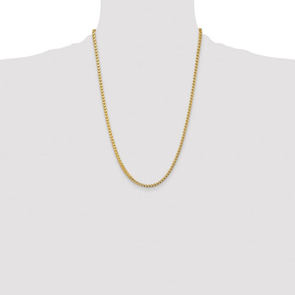 14K Yellow Gold 24 Inch 3.7mm Franco With Fancy Lobster Clasp Chain Necklace