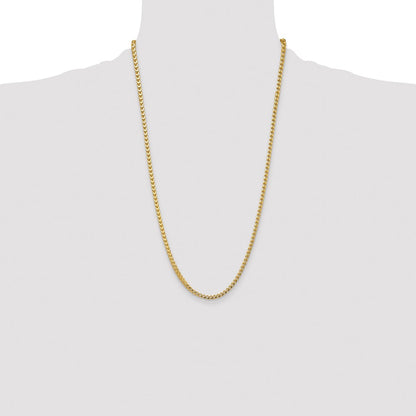 14K Yellow Gold 26 Inch 3.7mm Franco With Fancy Lobster Clasp Chain Necklace