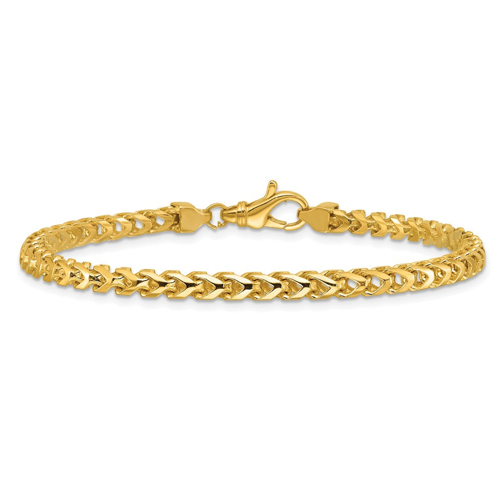 14K Yellow Gold 9 Inch 3.7mm Franco With Fancy Lobster Clasp Chain Bracelet