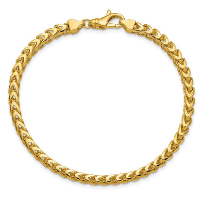 14K Yellow Gold 9 Inch 3.7mm Franco With Fancy Lobster Clasp Chain Bracelet