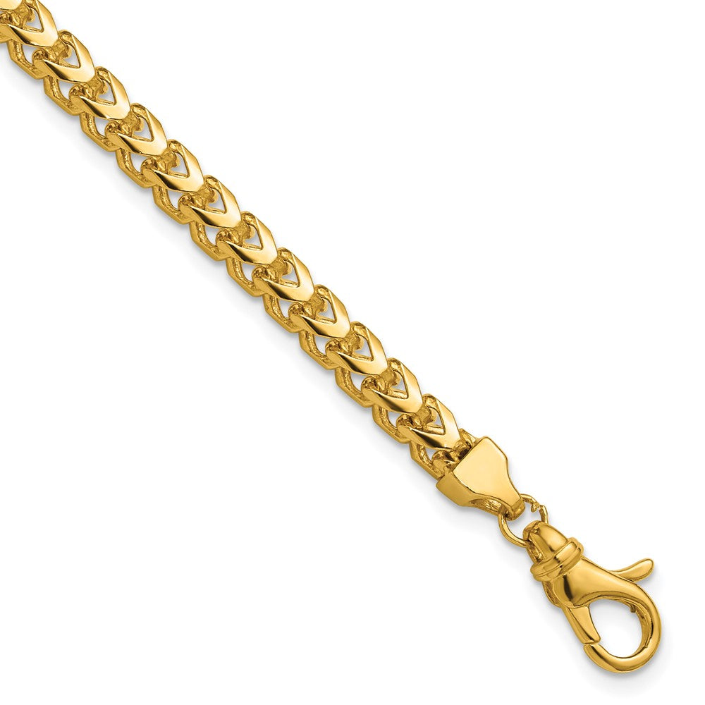 14K Yellow Gold 9 Inch 3.7mm Franco With Fancy Lobster Clasp Chain Bracelet