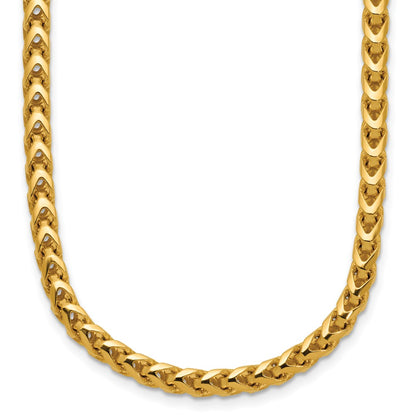 14K Yellow Gold 26 Inch 3.7mm Franco With Fancy Lobster Clasp Chain Necklace