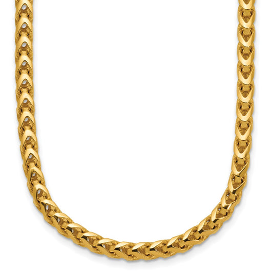 14K Yellow Gold 22 Inch 3.7mm Franco With Fancy Lobster Clasp Chain Necklace
