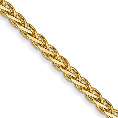 14K Yellow Gold 16 Inch 1.9mm Flat Wheat With Lobster Clasp Chain Necklace