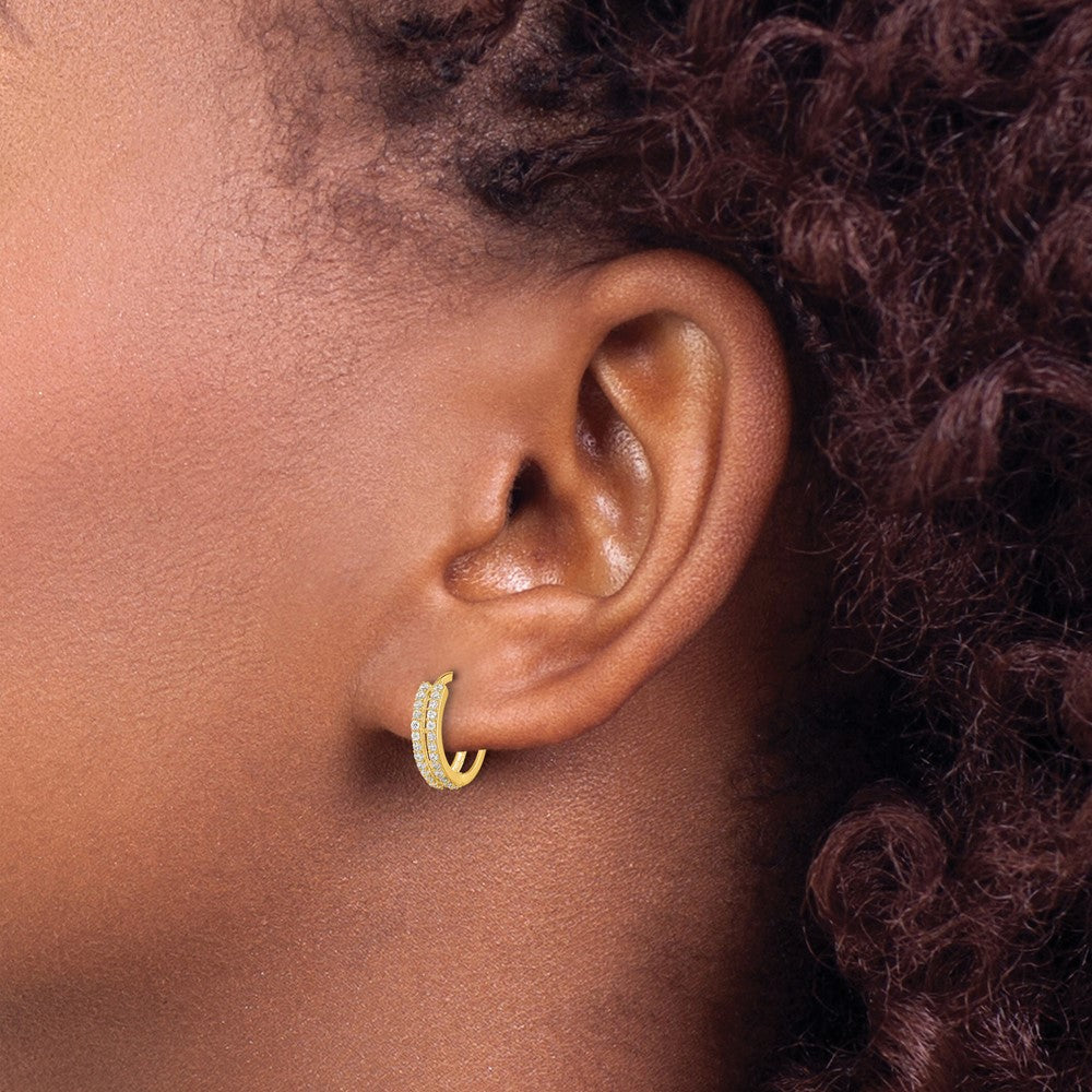14K Yellow Gold Madi K Cz Hinged Hoop Earrings
