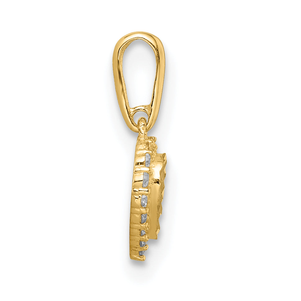 14k Yellow Gold 14k Madi K CZ Diamond Cut Heart Pendant