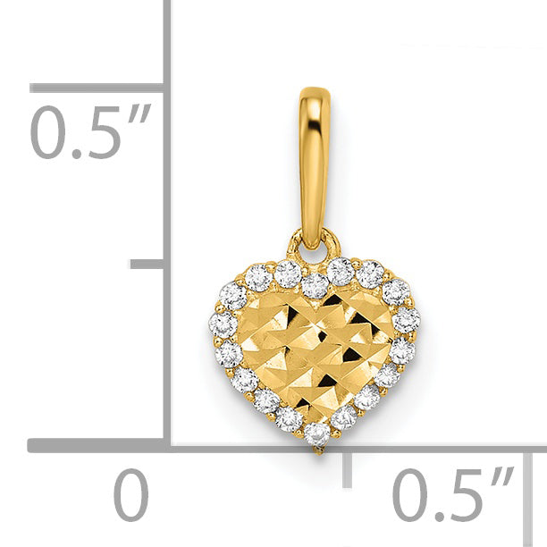 14k Yellow Gold 14k Madi K CZ Diamond Cut Heart Pendant