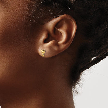 14K Yellow Gold Madi K Polished Cupid Threaded Post Earrings