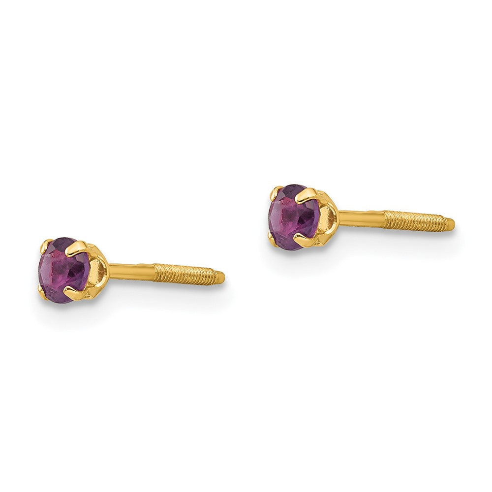 14K Yellow Gold Madi K 3mm Amethyst Earrings