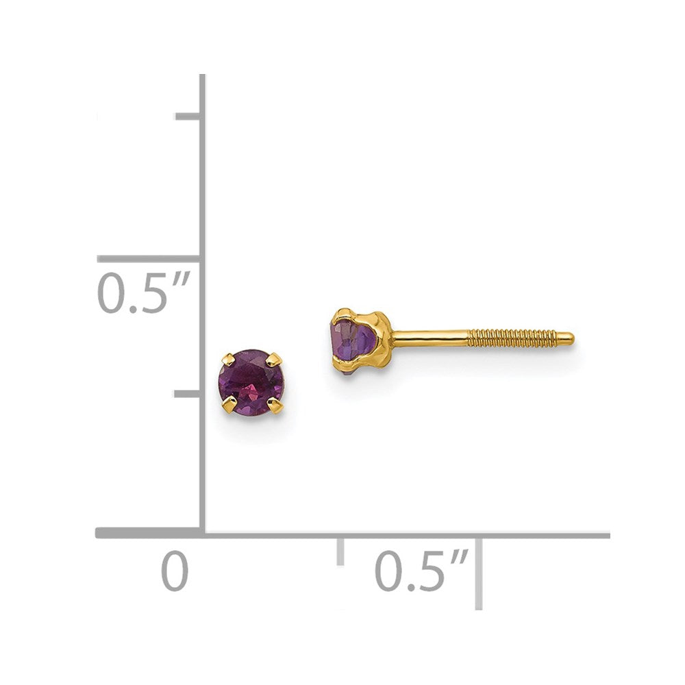 14K Yellow Gold Madi K 3mm Amethyst Earrings