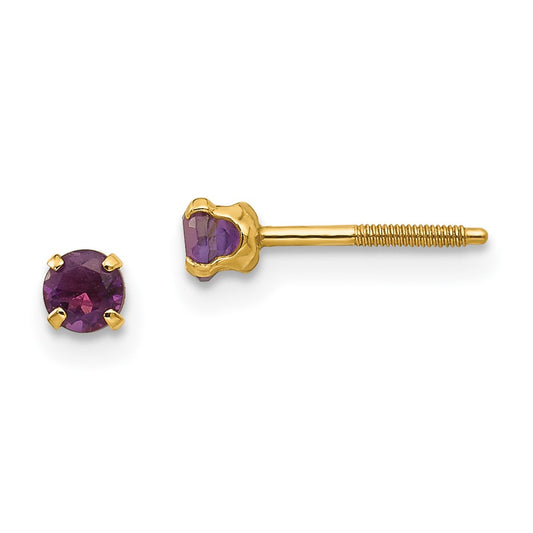 14K Yellow Gold Madi K 3mm Amethyst Earrings