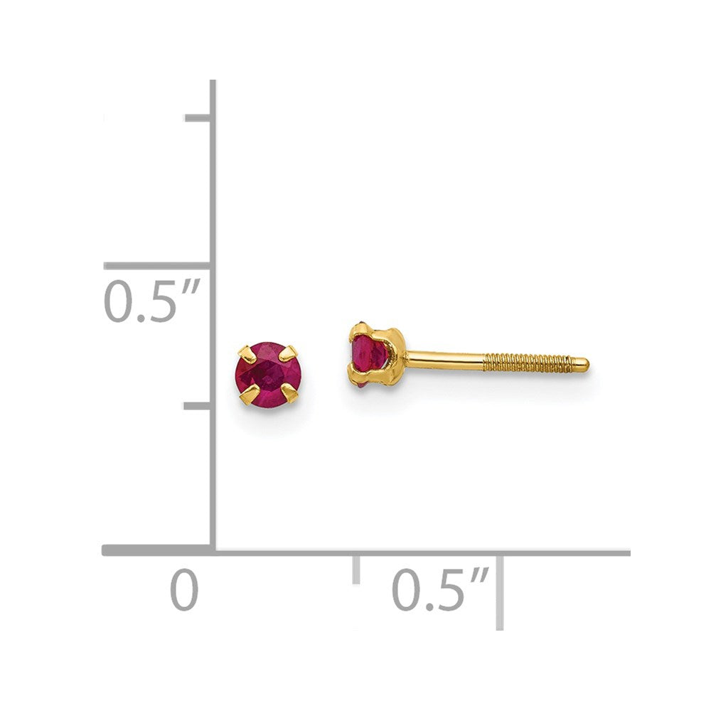 14K Yellow Gold Madi K 3mm Ruby Earrings