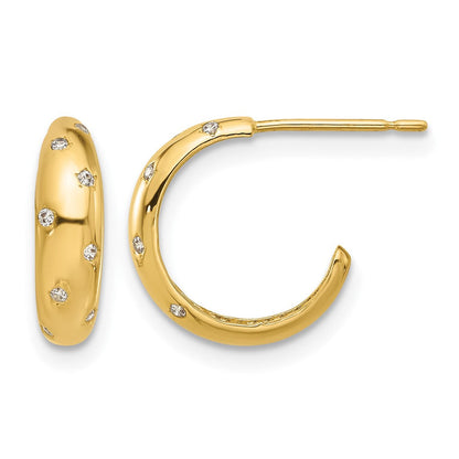 14K Yellow Gold Madi K Polished CZ Post Hoop Earrings