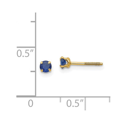 14K Yellow Gold Madi K 3mm Sapphire Birthstone Earrings