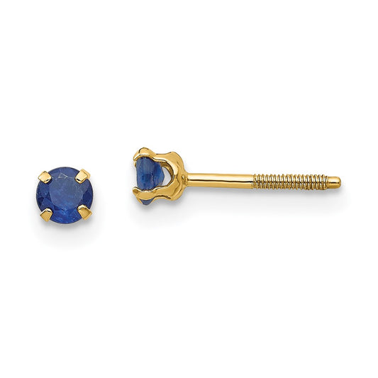 14K Yellow Gold Madi K 3mm Sapphire Birthstone Earrings