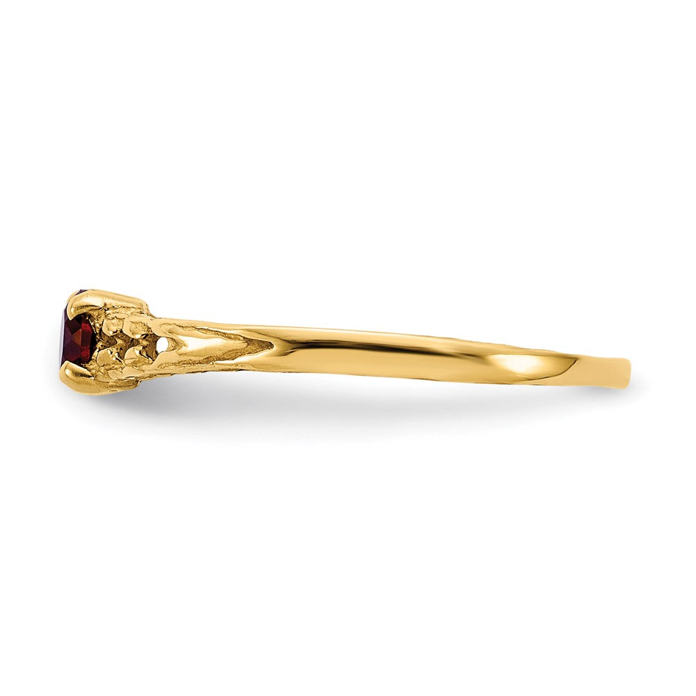 14K Yellow Gold Madi K 3mm Garnet Birthstone Baby Ring