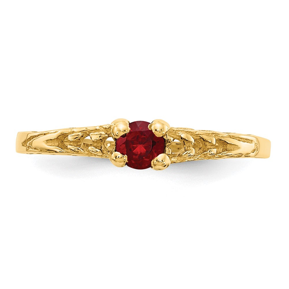14K Yellow Gold Madi K 3mm Garnet Birthstone Baby Ring