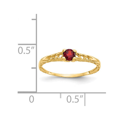 14K Yellow Gold Madi K 3mm Garnet Birthstone Baby Ring