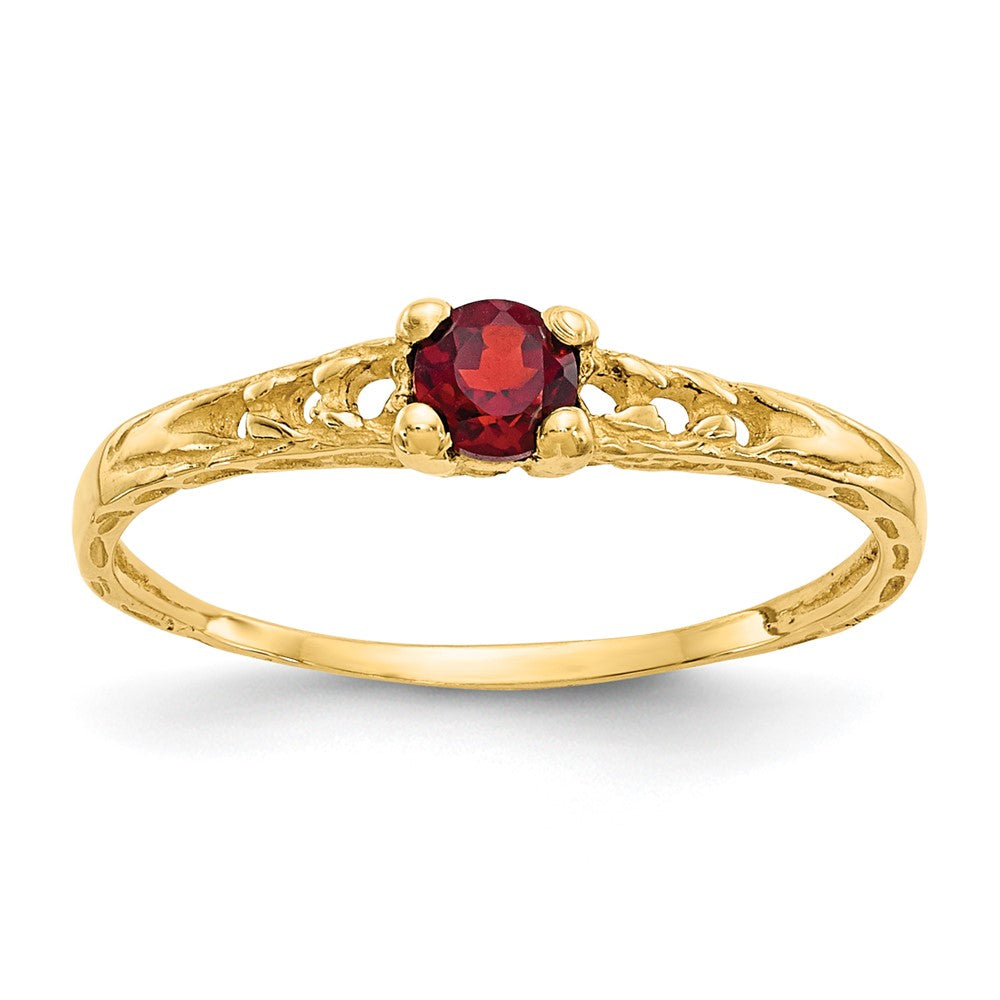 14K Yellow Gold Madi K 3mm Garnet Birthstone Baby Ring