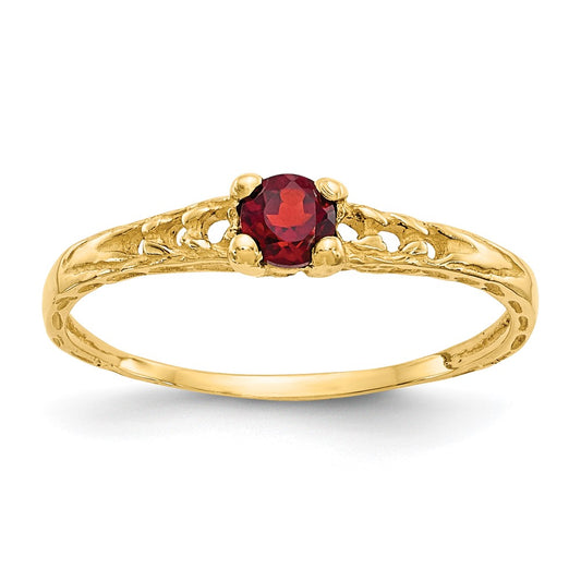 14K Yellow Gold Madi K 3mm Garnet Birthstone Baby Ring