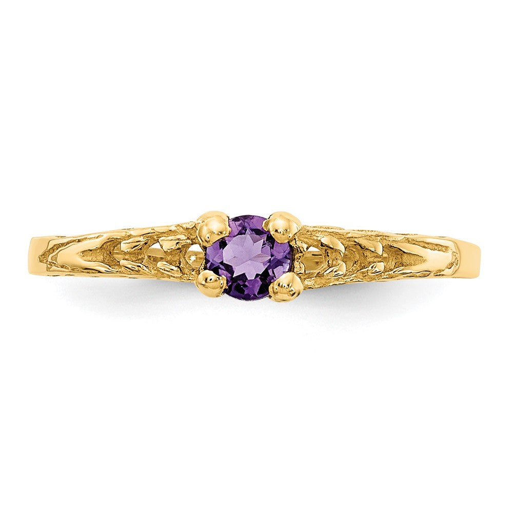 14K Yellow Gold Madi K 3mm Amethyst Birthstone Baby Ring