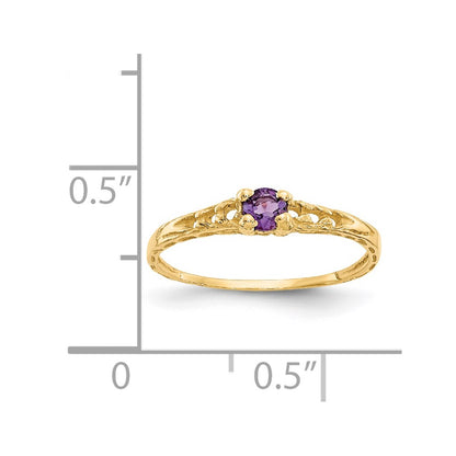 14K Yellow Gold Madi K 3mm Amethyst Birthstone Baby Ring