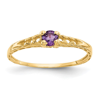14K Yellow Gold Madi K 3mm Amethyst Birthstone Baby Ring