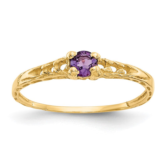 14K Yellow Gold Madi K 3mm Amethyst Birthstone Baby Ring