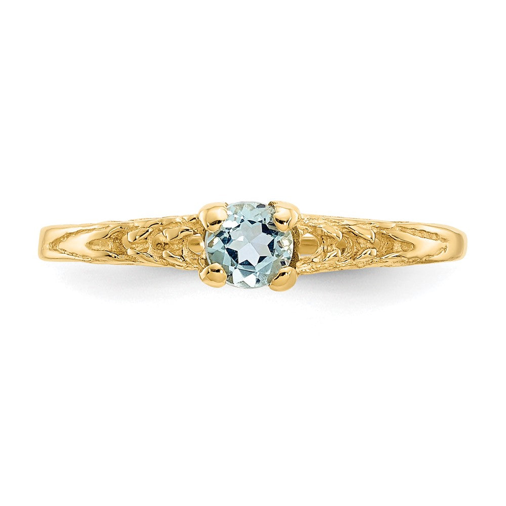 14K Yellow Gold Madi K 3mm Aquamarine Birthstone Baby Ring