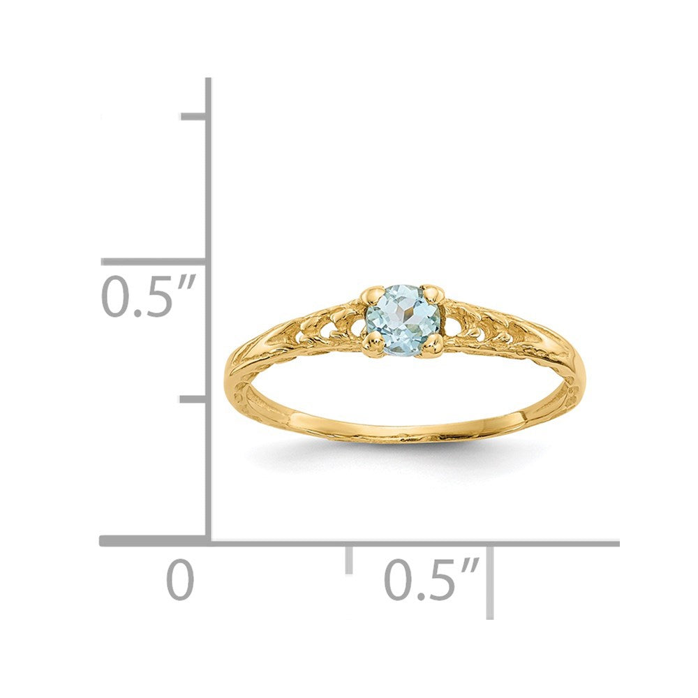 14K Yellow Gold Madi K 3mm Aquamarine Birthstone Baby Ring