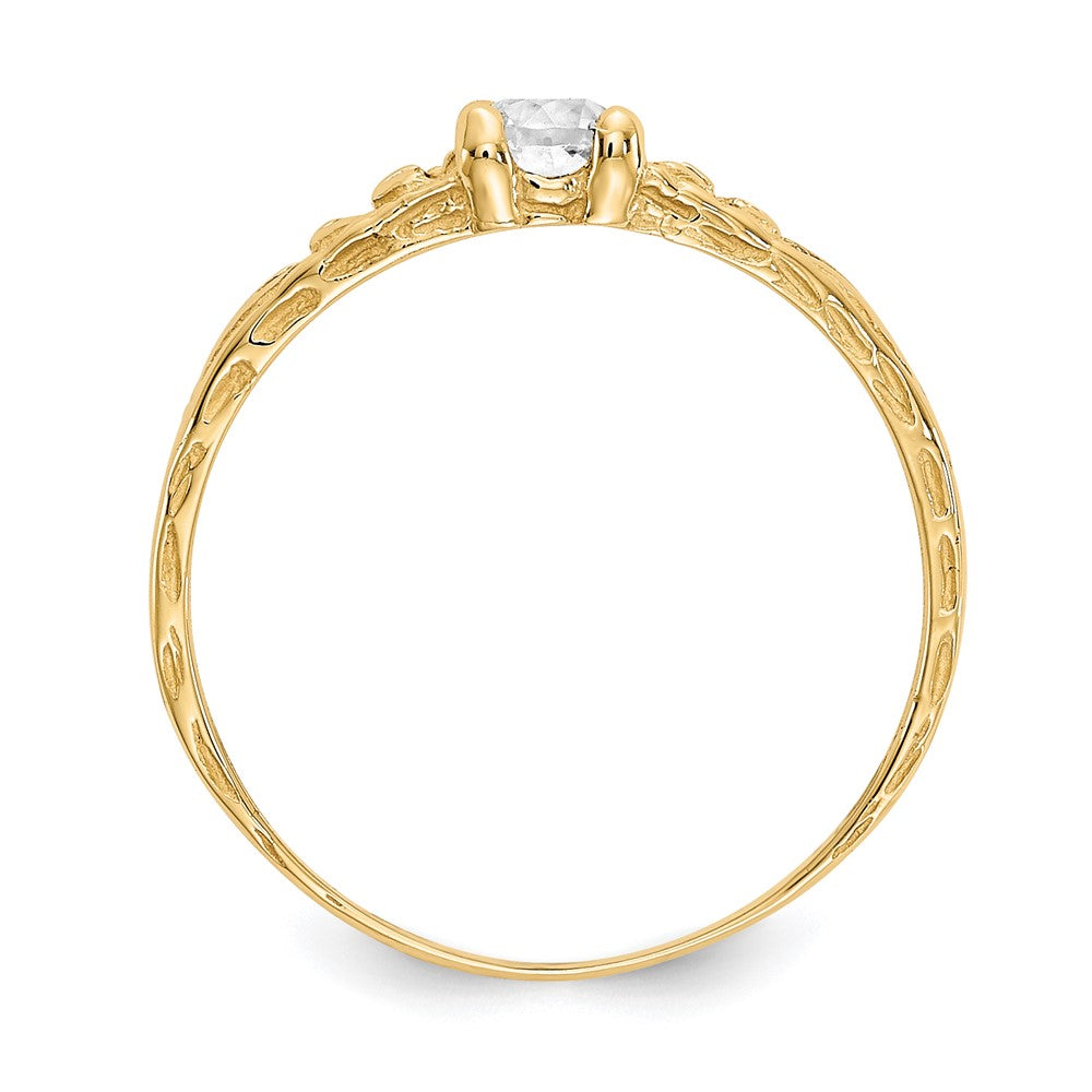 14K Yellow Gold Madi K 3mm White Topaz Birthstone Baby Ring