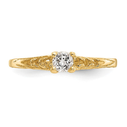 14K Yellow Gold Madi K 3mm White Topaz Birthstone Baby Ring