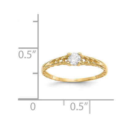 14K Yellow Gold Madi K 3mm White Topaz Birthstone Baby Ring