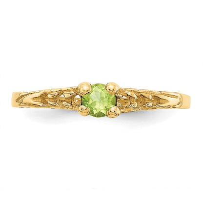 14K Yellow Gold Madi K 3mm Peridot Birthstone Baby Ring