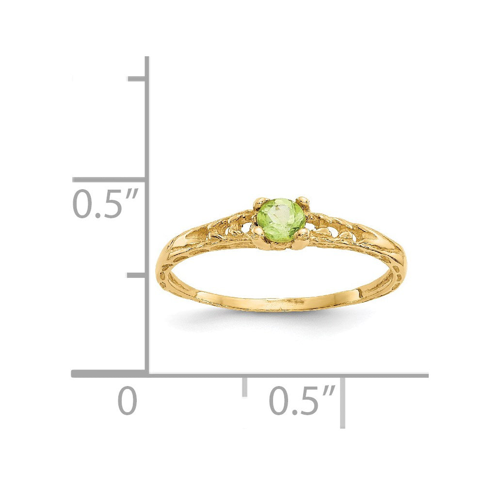 14K Yellow Gold Madi K 3mm Peridot Birthstone Baby Ring