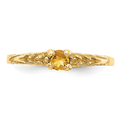 14K Yellow Gold Madi K 3mm Citrine Birthstone Baby Ring