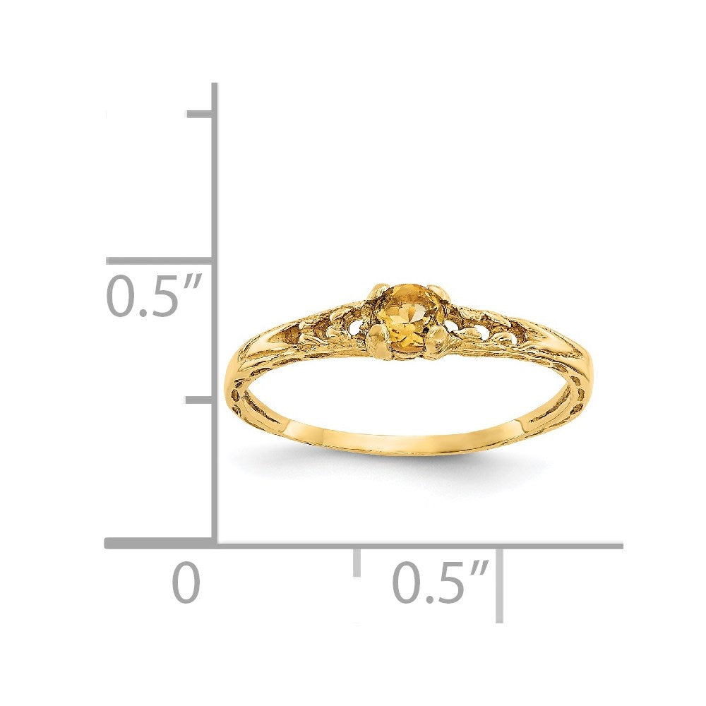 14K Yellow Gold Madi K 3mm Citrine Birthstone Baby Ring