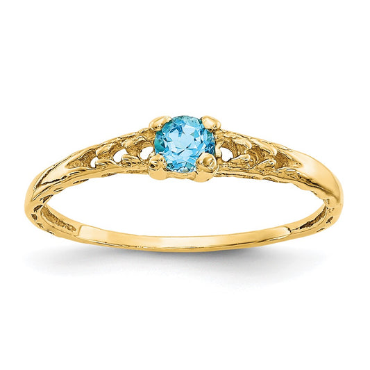 14K Yellow Gold Madi K 3mm Blue Topaz Birthstone Baby Ring