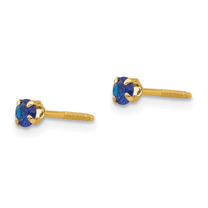 14K Yellow Gold Madi K 3mm Imitation Sapphire Birthstone Earrings (Sep)